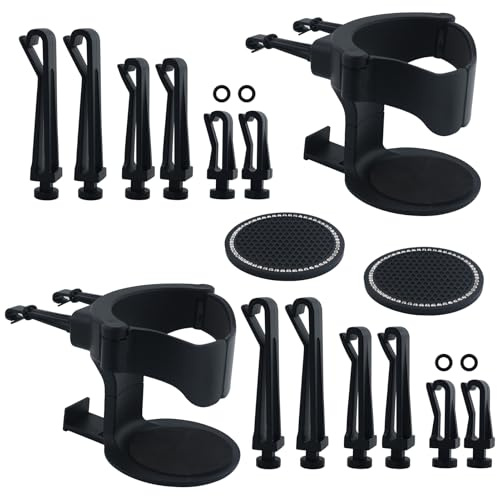Lot de 2 Porte-gobelets de Voiture avec 2 Dessous de Verre Noirs Non percés, Ventilation Universelle réglable, Porte-Bouteille pour cendrier de Voiture, Tasse à café et canette (Noir)