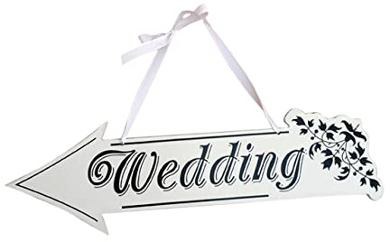Amosfun Panneau de Bienvenue de Mariage Panneau de Flèche en Bois pour Décorations de Mariage