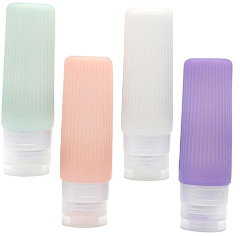 CANIGHT 4pièces Flacons De Lotion Silicone Étanches Contenants De Voyage Rechargeables Pour Et Cosmétiques Pour Accessoires De Voyage
