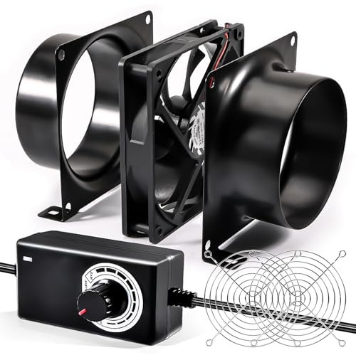 Joycabin 100mm Rohrventilator DC12V Lüfter Axiallüfter Abluftventilator mit Geschwindigkeitsregler,Effizienter Lötrauchabsorber, Badlüfter Rohrlüfter für Küchen, Gewächshaus, Garage, Luftzirkulation
