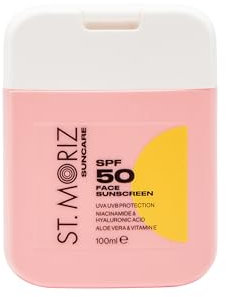 St Moriz Suncare SPF 50 Face Sunscreen | UVA & UVB Protection SPF 50 Daily Use Sunscreen Face Lotion with Niacinamide, Hyaluronic Acid, Aloe Vera & Vitamin E | Dermatologically Tested | Vegan | 100ml