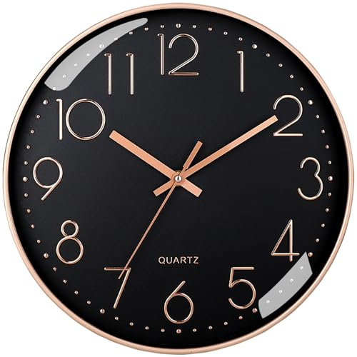 Lottogo Wanduhr, leise, Nicht tickend, Moderne Wanduhren, batteriebetrieben, für Wohnzimmer, Küche, Büro, Dekoration, 20,3 cm