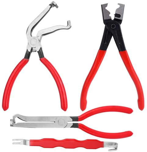 4pcs Automotive Electrical Disconnect Pliers, Straight & 60° Angled Connection Pliers & Connector Separator Multi-Purpose Fuel Line Clip Spark Plug Hose Clamp Removal Tool for Car Truck Repair