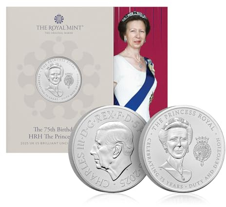 Royal Mint The 75th Birthday of HRH The Princess Royal 2025 UK £5 BU Brilliant Uncirculated Coin