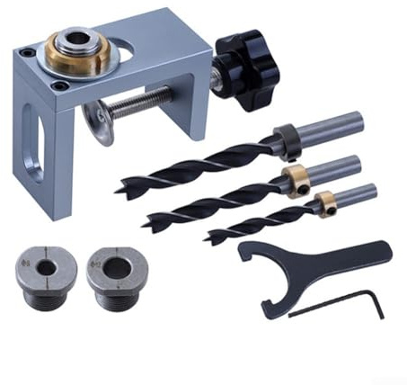 Accurate Punching Rebounder Drill Guide Jig for Cabinet Woodworking with 8mm 10mm 12mm Drill Sleeves and Firm Clamping for Boards 18 52mm Thick (12mm)