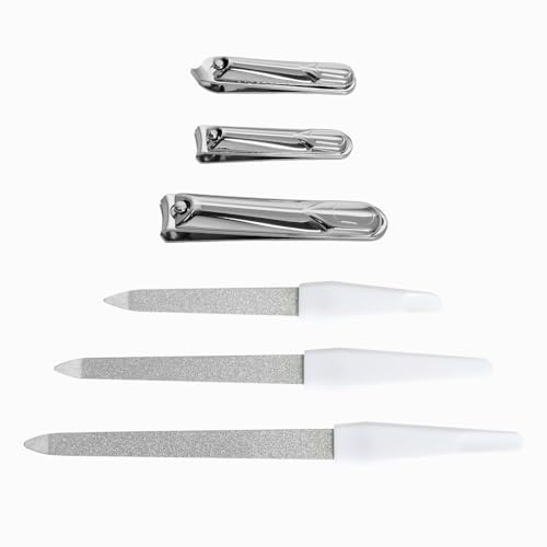 Set Manicure Di 6, Lime per Unghie 3 Lunghezze Lima Unghie Resistente All'Usura, Affilato Kit Tagliaunghie Piedi Mani Bordi Dritti e Angolati Taglia Unghie, per Tagliare, Levigare, Lucidare