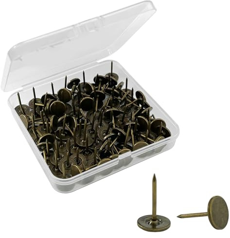 100 puntine con testa piatta, puntine robuste in lega, per bacheche, legno, tessuti, casa e ufficio (bronzo)