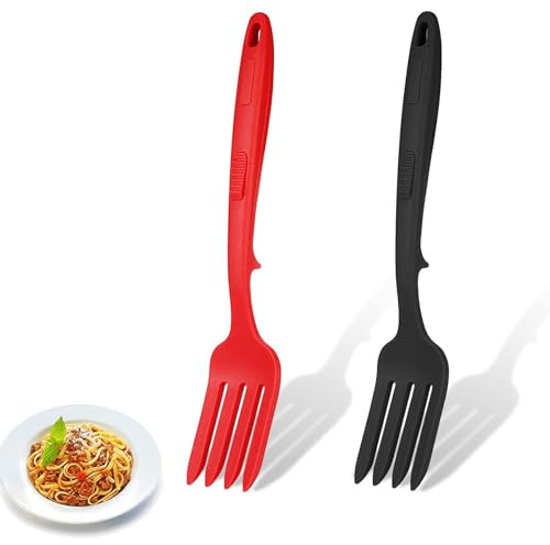 2 Pezzi Forchetta Flessibile In Silicone, Forchetta Utensili Da Cucina Resistente Al Calore, Multifunzionale Antiaderente Forchettas Per Mescolare, Forchettas Grande Per Servire (180.1, Grammi)