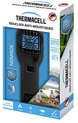 THERMACELL THNOMADNOIR Bouclier Anti-Moustiques - Portable Nomade NOIR + Recharge INCLUSE pour 12H de protection