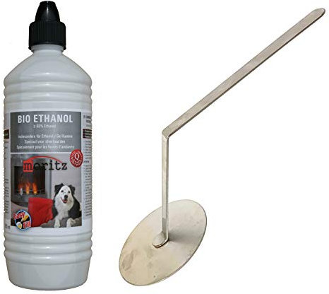 Moritz Startpaket 3 x 1 000 ml bioetanol 1 x flamsläckare för brännare eldstad ugn säkerhetsbrännare bränslepasta