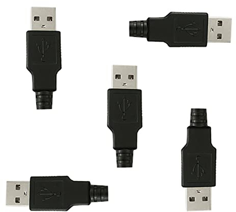 Ainkou 5 PCS USB Type A 4 Pin Male Jack Connectors Adapter Plug Socket Connector Solder Welding Plate for DIY USB Power Supply Breadboard