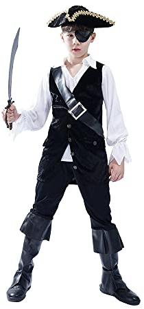 DSplay Boys Pirate Costume Cosplay Kids Halloween Party (10-12 years)