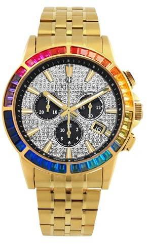 LOUIS XVI Majesté Iced Out 1120 - Ø 43 mm - Herren Uhr - Wasserdicht - Mit Saphirglas - Armband Gold - Zifferblatt CZ-Diamanten - Schweizer Quarzwerk