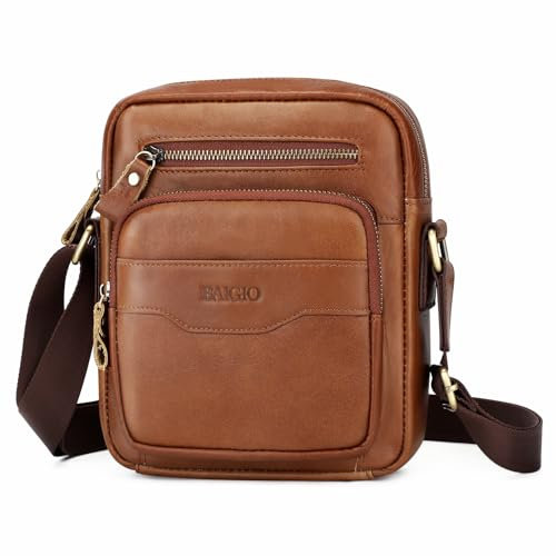 BAIGIO Schultertasche Herren Umhängetasche Leder Herrentasche Vintage Crossbody Messenger Bag Herren Ledertasche für Arbeit Reise Alltagsleben