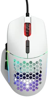 Glorious Gaming Model I - Ratón para Juegos con Cable, 69 g, superligero, 2 Botones Intercambiables, RGB, Patas de PTFE, 9 Botones programables, reposamuñecas Lateral, Color Blanco