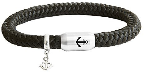 Paris Montana • Das Original Anker Gravur Segeltau Unisex Armband Mit Anker Anhänger Unisex Geflochten Handmade Hochwertiger Magnetverschluss Durchmesser 8mm (Schwarz, 21.00 CM)