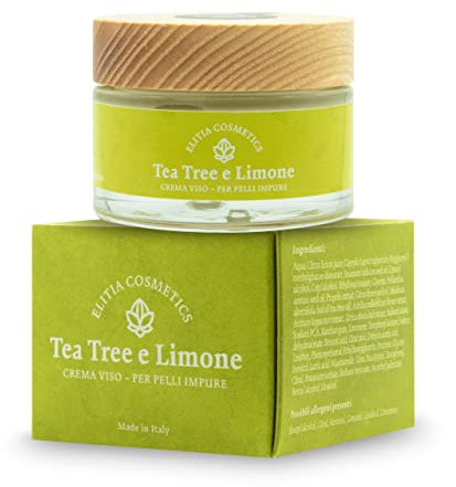 Elitia Cosmetics, Crema Tea Tree Viso - Donna E Uomo - per Brufoli, Imperfezioni Acne- Pomata Skincare - Idratante Pelli Miste,Grasse
