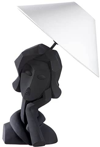 Casablanca Deko Lampe Tischlampe - Deko Skulptur Büste Frauen Kopf als Lampenfuß - Deko Wohnzimmer schwarz Höhe 50 cm
