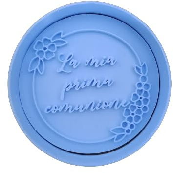 Tagliabiscotti.it - La mia prima Comunione con fiore - Comunione - Cookies Cutter - Formina per Biscotti e PDZ - Stampo + Cutter - Diametro 7,5cm