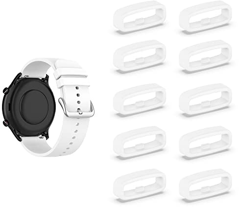 SMYAOSI Silikon Armbänder Schlaufe,Ersatzband Band Loops, Armband Schlaufe,10 Stück Uhrenarmband Halter Keeper Verschlussring Ersatz Schlaufen für Watch 18mm/20mm/22mm armband (18mm, Weiß)