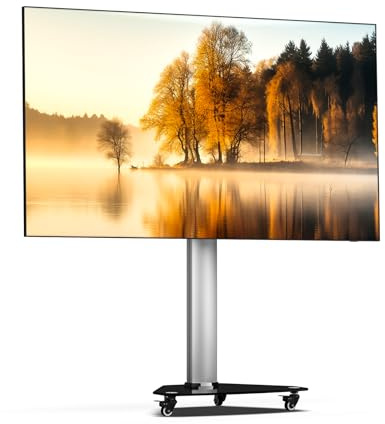XTRARM Proton 100 mobiler TV Ständer, rotierbar, Steckdosen, USB-Ports, Höhe VESA 135cm, Hoch- Querformat 32-75 Zoll 40 kg Alu Schwarz