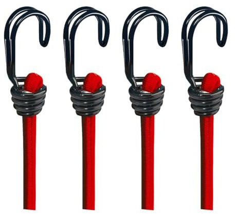 BASI | 4er Set Gummispannseil mit Haken | 60 cm Ø 8 mm | Spanngummis Gepäckspanner mit Doppelhaken | Ladungssicherung Transportsicherung - Spanngurt Set | 4 Stück