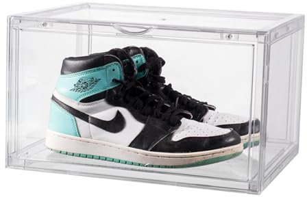 recan 1 Pack Shoe Box Clear Acrylic Stackable Shoe Storage Box Organizer with Lid for men/Women, Sneaker Storage, Transparent Shoe Display Container, Space Saving Design with Magnetic Door Organiser