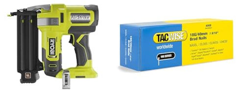 RYOBI - Cloueur d'Assemblage 18G à Air Comprimé 18V ONE+ pour Tirer des Clous de 15 à 50 mm & Tacwise 1714 Clous de Finition Brad Galvanisés de Type 18G / 40 mm, Lot de 4,000