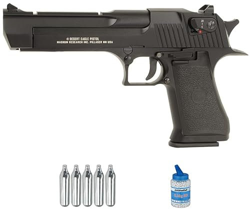 Pistola Desert Eagle .50AE Negra blowback Co2 (6mm) | Pistola Aire comprimido de Airsoft (Bolas de PVC) Calibre 6mm + biberón de 0,20+ 5 CO2