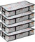 Uhogo UnderBed Storage - 4 Pack Clear Extra Large 100cm Long Underbed Storage Bags for Clothes, Bedding, Pillows, Blankets - Under Bed Storage Box with Zip, Handles, Lid, 90L