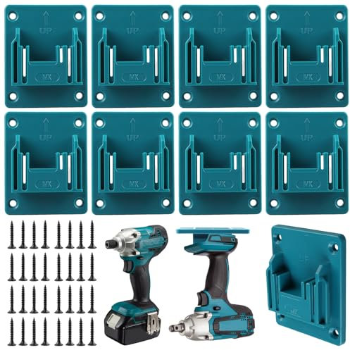 HOSPAOP Support Mural pour 8 Appareils Makita 18V - Porte-Outils Électriques avec 32 Vis pour Perceuse et Tournevis - Organisation d'Atelier et Garage - 14,4/18V