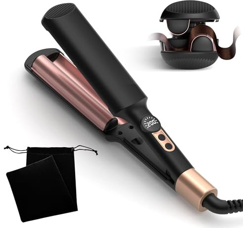 Boucleur a Cheveux Wavy Fer à Boucler Wavy pour Mini Boucles, Convient aux Débutants, UKLISS Fer a Onduler pour Cheveux Longs Courts, Affichage LCD 120-200℃, Anti-brûlure