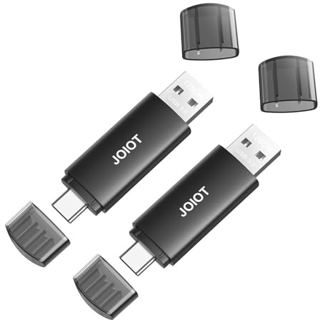 Memoria USB 128 GB 3.0 JOIOT 2 Unidades USB C 3.0 2 en 1 Lápiz USB 128 GB Memoria Stick para Android Teléfono PC Negro Alta Velocidad Almacenamiento Datos