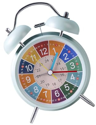 Reloj despertador de doble campana con precisión de retroiluminación en color mate, sonido fuerte para usuarios con discapacidad auditiva, reloj de sueño pesado