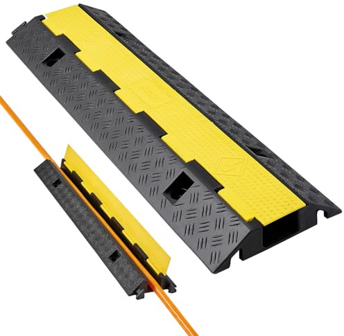 VEVOR Protector de Cables para Suelo de 1 Canal de 7 x 5 cm, Rampa de Protección de Cable Carga de Capacidad de 9979 kg, Rampa de Caucho para Interiores, Exteriores, Hogar, Oficina, Almacén, 1 Pieza