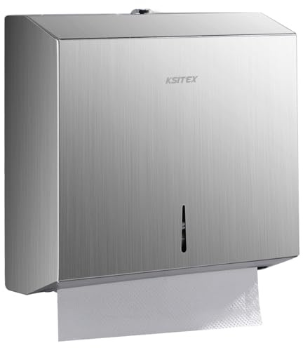 KSITEX Commercial Paper Towel Dispenser Wall Mounted,Stainless Steel Hand Towel Dispenser with Lock,Large Capacity 300 Sheet C-Fold & Multifold Paper Towel Holder for Bathroom Kitchen Public Places