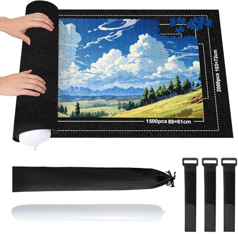 Puzzlematte, Puzzelmatten für Puzzle bis 1000, 2000 Teile, Puzzleteppich | Tragbare Puzzlerolle Roll Up Aufbewahrung Puzzle Matte Roll 1000 Teile Riesenfilzmatte für Lagern und Transport
