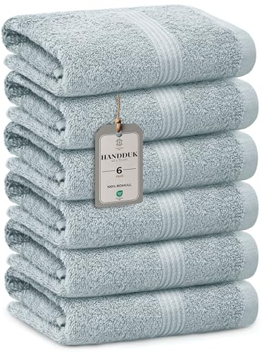 HomeBurg Luxe set med 6 handdukar – mjuk bomull, hög absorptionsförmåga, snabbtorkande, lättskötta, 40×70 cm, Isblå