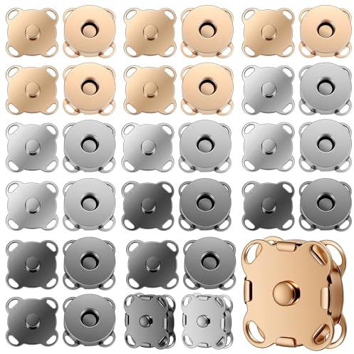 15Sets Plum Magnetic Closures Snaps Buttons for Sewing, 15mm Magnetic Snaps for Purses, 3 Colors Magnet Snap Clasps Buttons for Sewing, Craft, Bags, Clothes, Leather