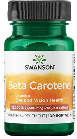Swanson Beta-Carotene Vitamin A 25,000 IU Eye and Skin Health Supplement for Adults Seeking Vision and Immune Support - 7,500 mcg (100 Softgels)