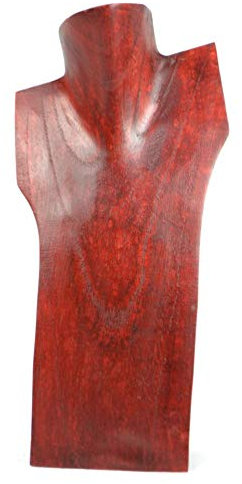 Busto espositore per collane in legno massello Rosso 30 cm
