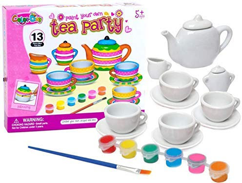 KidsCraft Pretend Play Toys Tea Set for kids Toddlers Own Mini Play 37 Pieces Set Creative Set and Child Gift Ideas for Education and Learning