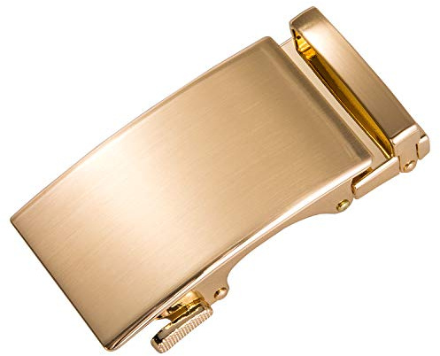 Barry.Wang Solid Gold Belt for Men Designer Buckle Only 35MM Business Belts No Holes