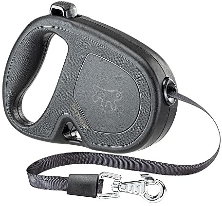 Ferplast Correa retráctil para Perros medianos Flippy One Tape S, Correa Extensible 4 m, máx 15 kg, Negro