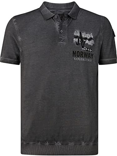 Jan Vanderstorm Herren Poloshirt Alsing Kurzarm, Knopfleiste|Tasche am linken Ärmel | Aufdruck | Reine Baumwolle |große Größen L-7XL dunkelgrau, 6XL (XXXXXXL) - 76/78
