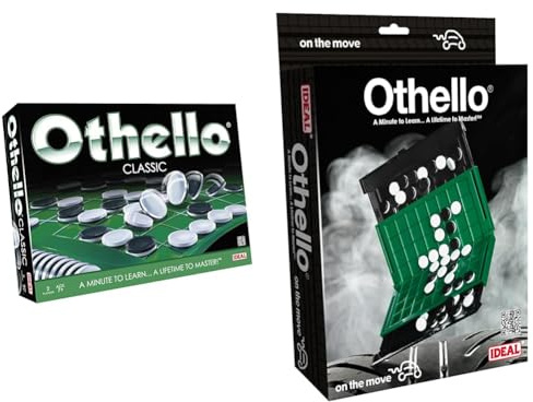 IDEAL | Othello Classic Game: A minute to learn… a lifetime to master! & Othello On the Move travel game: A minute to learn… a lifetime to master! | Family Strategy Game | For 2 Players | Ages 7+