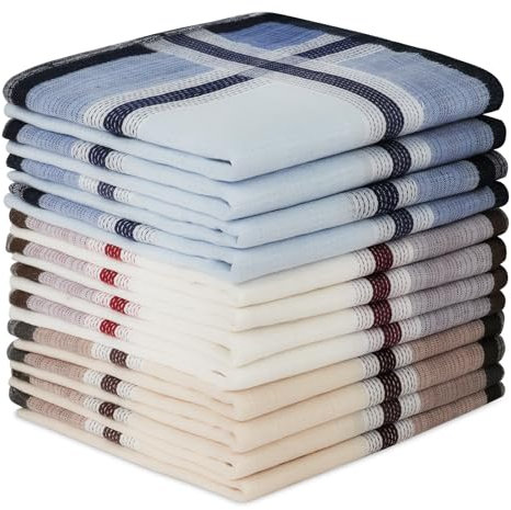 AYBUY Taschentücher Herren, 12 Stück Stoff Taschentücher Herren, Baumwolle Herrentaschentücher Stofftaschentuch, Wiederverwendbar Herrentaschentücher, 40cm x 40cm (A)