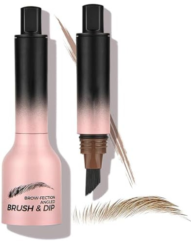 Liquid Eyebrow Brush, Brow Fiction Angled Brush & Dip, Microblading Eyebrow Pen, Natural Brows Eyebrow Pen, Long Lasting Waterproof Brow Pen (#01)