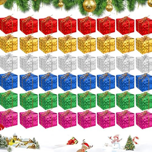 Mini Weihnachten Geschenkbox Anhänger, Miniatur Weihnachtsdeko, Kleine Geschenkboxen Weihnachtsbaum Hängen Dekor, für Weihnachten Dekorieren (48)