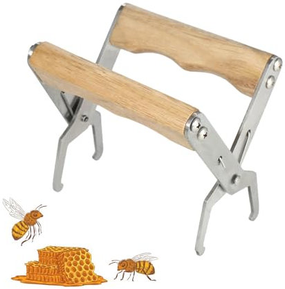 Imker Werkzeug Zange, Bienenstock Rahmengreifer, Imker Bienenwaben Werkzeug, Bienenstock-Rahmenhalter-Griff, Wabenheber Klammer Edelstahl, mit Holzgriff, für Imker zum Schutz vor Bienenstich